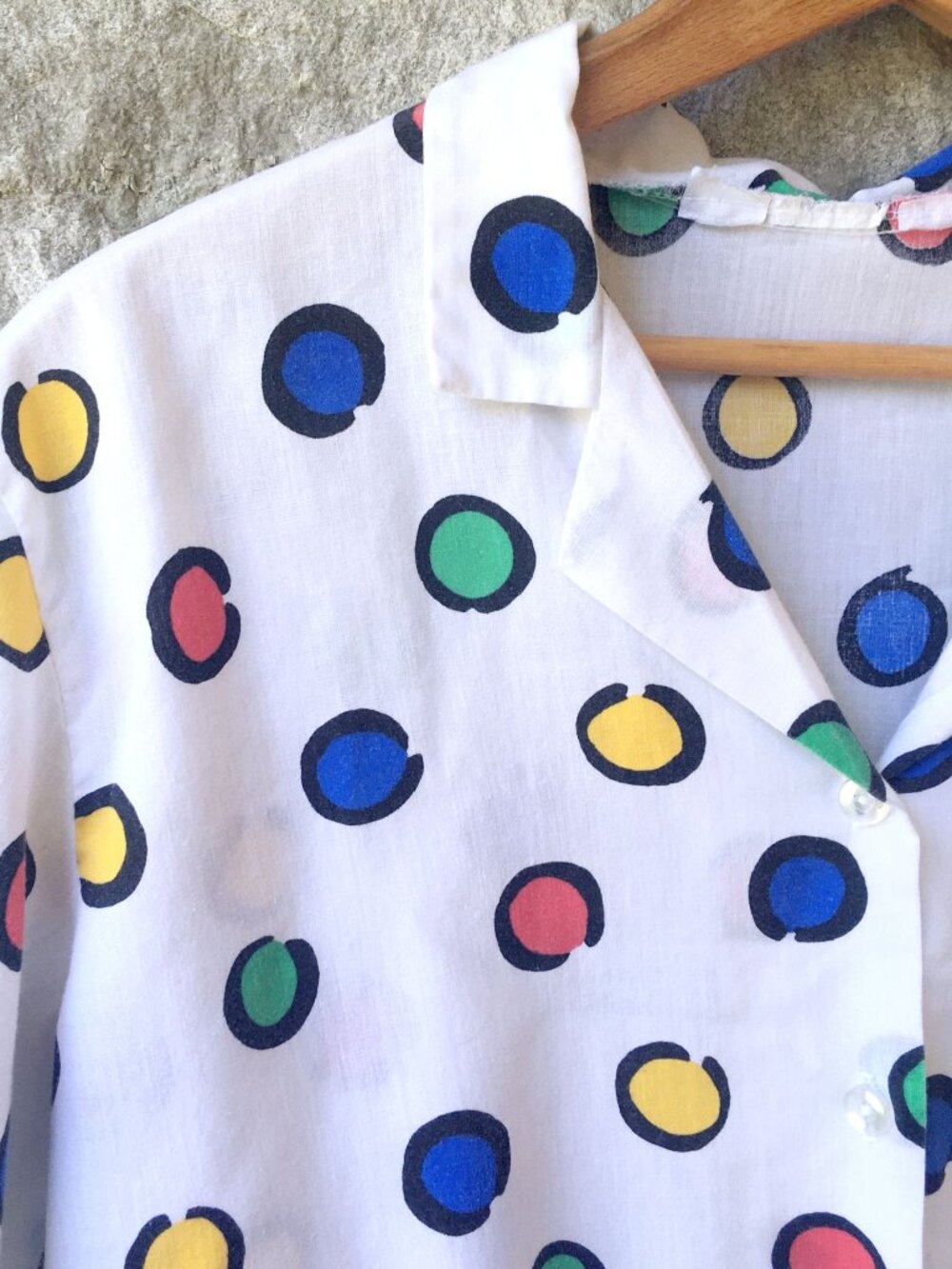 90s 'Pop Art' Short-Sleeve Button Down Top